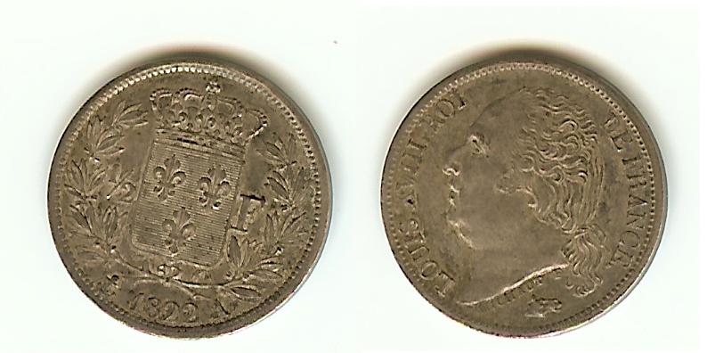 Half Franc Louis XVIII 1822A Paris AU/Unc
